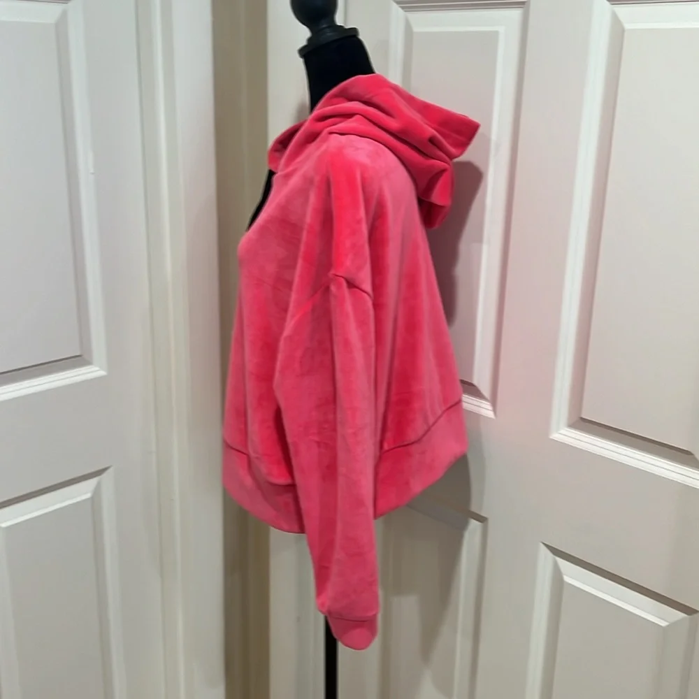 FOR THE REPUBLIC, women’s, large, hot pink, velour, drawstring, hoodie. - Picture 4 of 5
